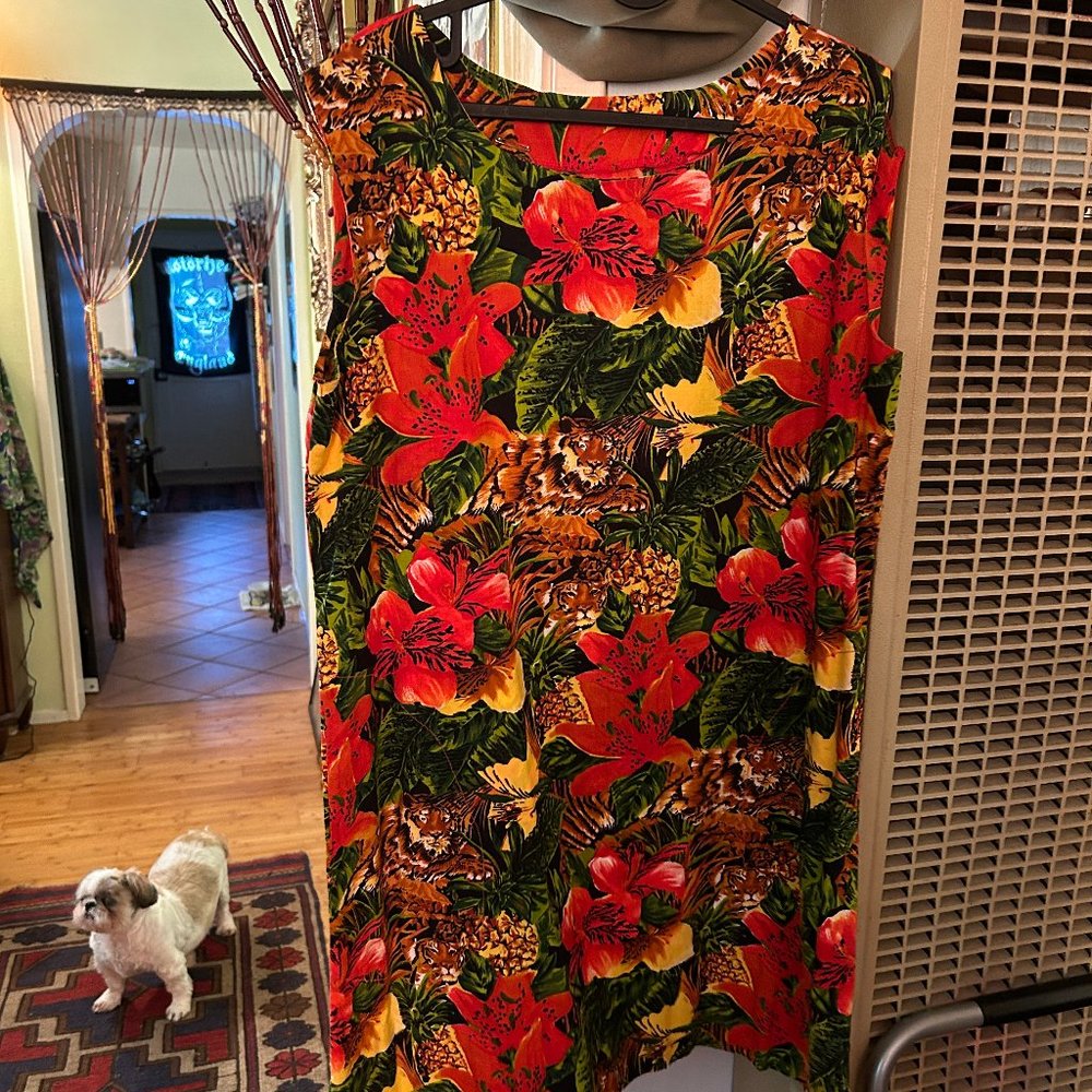 Vintage Hawaiian Dress With Tigers Size L